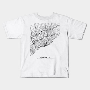 TORONTO CANADA BLACK CITY STREET MAP ART Kids T-Shirt